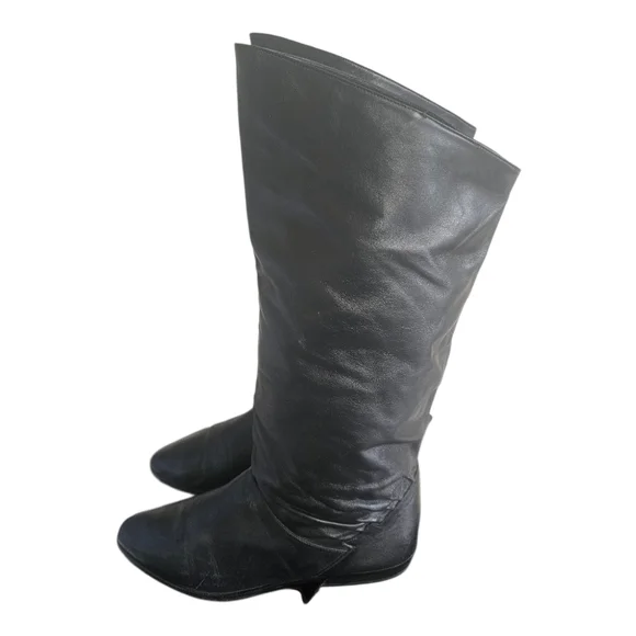 Vintage Mister Shoes Genuine Leather Black Pull On Mid Calf Boots 8M - Picture 5 of 9